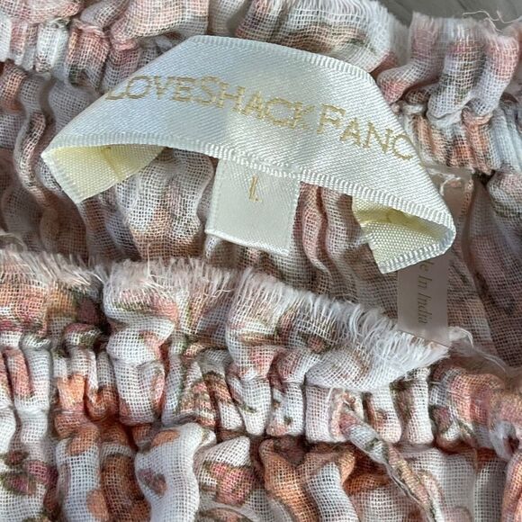 LoveShackFancy Dorin Cropped Woven Cotton Raw Hem Crop Top Sz L - Picture 6 of 8